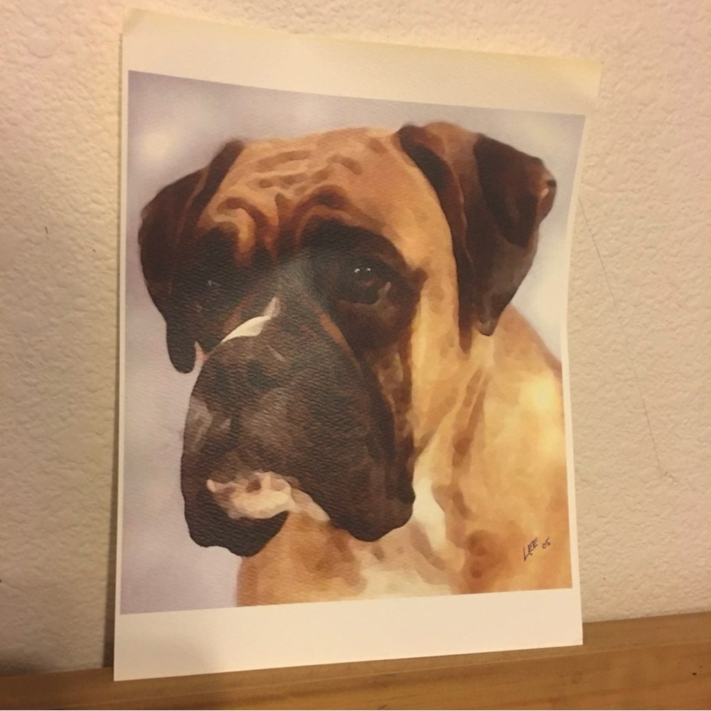 Boxer dog watercolor print 8x10